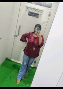 Maroon Bell Sleeve Tunic Top