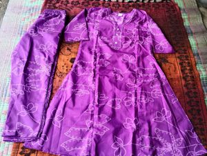 Purple Kurta Set with Floral Print