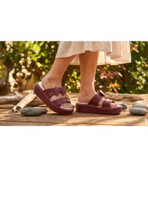 Chic Maroon Bow Slides