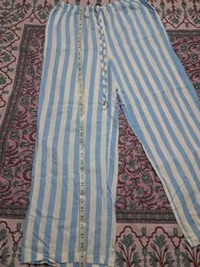 striped blue and white trousers