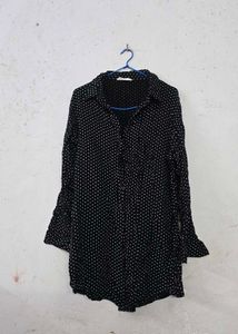 Black Polka Dot Long Sleeve Top