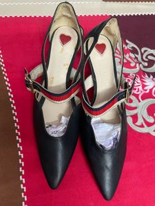Black Pointed Toe Heels with Ankle Strap