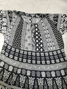 Black And White Jaipuri print Frock