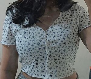 Cute Floral Button-Up Crop Top