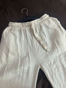 Women's Cream Linen Palazzos