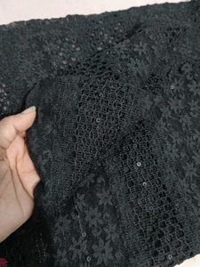 Chic Black Lace Turtleneck Top