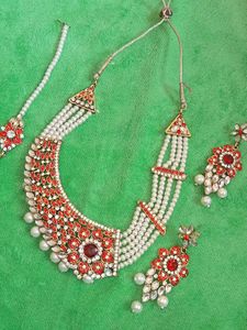 Stunning Red &amp; Pearl Jewellery Set