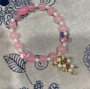 Charming Pink Beaded Bracelet with Charms