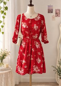 Cherry Blossom Floral Midi Dress