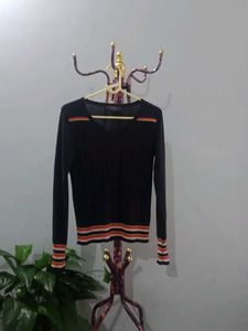 Striped V-Neck Knit Top