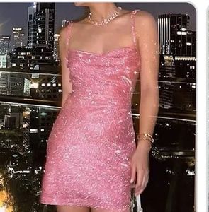 Shimery Pink Mini Backless Dress
