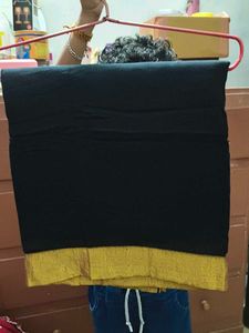 Elegant Black Saree with Golden Border