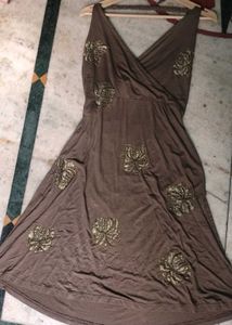 Embroidered Wrap Dress