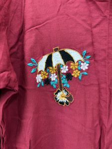 Red Embroidered Kurta