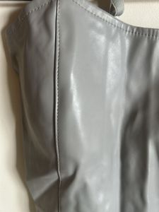 Grey Faux Leather Corset Top