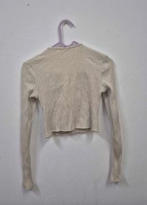 v neck beige top
