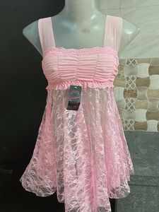 Elegant Pink Lace Babydoll