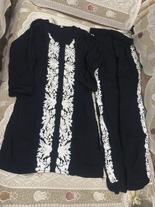 Embroidered Black Kurta co ord