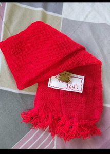 Handmade Mikasa Maroon Knitted Scarf with Fringe