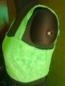 American Eagle Green Lace Cropped Tank