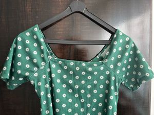 Floral Green Crop Top