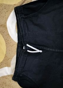 Jet Black Cotton Trouser