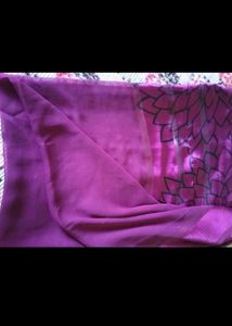 Vibrant Purple Saree with Floral Print