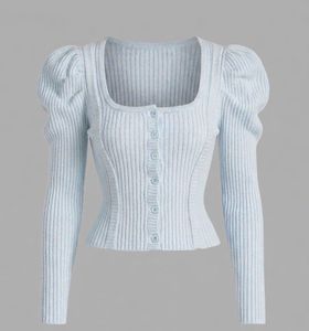 Light Blue Ribbed Cardigan