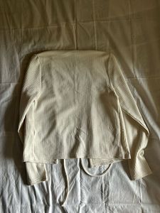 Cream Ribbed Tie-Front Cardigan