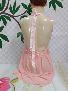 (600)Pink Lace Babydoll Lingerie