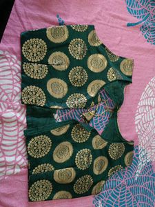 Elegant Green & Gold Brocade Blouse