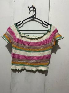 Striped Off-Shoulder Cropped Top