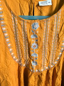 Yellow Embroidered Tunic Kurta