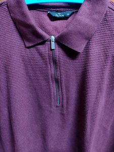 Men's Textured Zip Polo Shirt