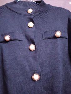 black Pearl Button Cardigan