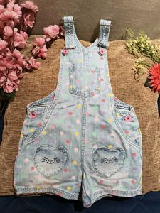 Polka Dot Denim Overalls