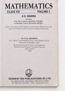 Mathematics Class XII Volume 1