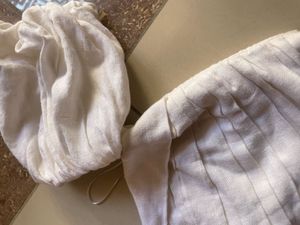 White Ruched Puff Sleeve Top