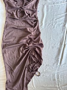 Strapless Ruched Midi Dress