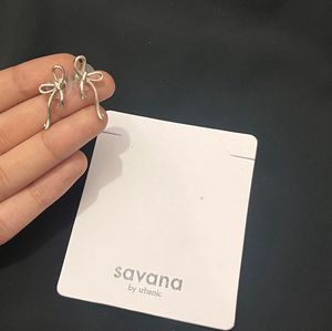 Silver Bow Stud Earrings