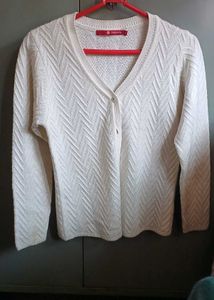 Classic Madame M White V-Neck Cardigan