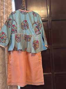 Elegant Peach Striped Kurta
