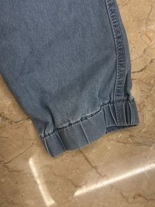 Light Wash Denim Cargo Joggers