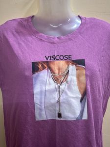 Purple Viscose Graphic T-Shirt