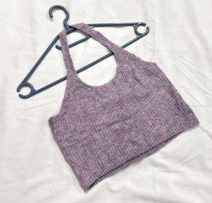 🎁 Pinterest Crop Purple Halter Top J