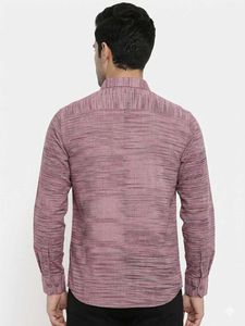 Men's Textured Maroon Full Sleeve Shirt