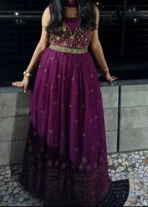 Elegant Embroidered Purple Gown