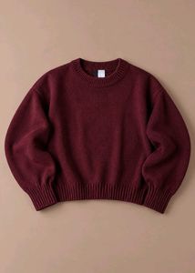 BURGUNDY RIBBED CREWNECK SWEATER