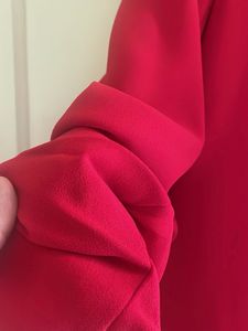 Chic Red Blazer with Ruched Sleeves
