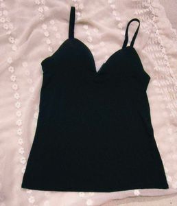 Womens Black Built-in Bra Cami Top